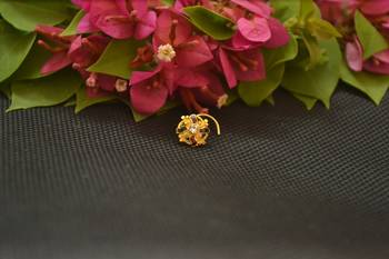 Designer Gold Plated cubic zirconia nose ring or nose pin 1