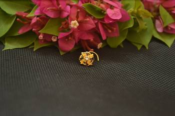 Designer Gold Plated cubic zirconia nose ring or nose pin 2