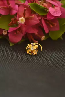 Designer Gold Plated cubic zirconia nose ring or nose pin