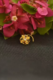 Designer Gold Plated cubic zirconia nose ring or nose pin