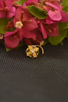 Designer Gold Plated cubic zirconia nose ring or nose pin