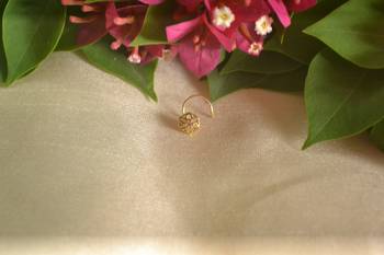 Designer Gold Plated cubic zirconia nose ring or nose pin 1