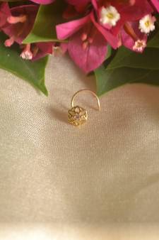 Designer Gold Plated cubic zirconia nose ring or nose pin