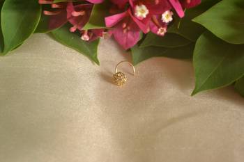 Designer Gold Plated cubic zirconia nose ring or nose pin 2
