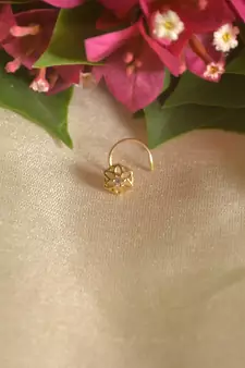 Designer Gold Plated cubic zirconia nose ring or nose pin