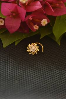 Designer Gold Plated cubic zirconia nose ring or nose pin