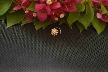 Designer Gold Plated cubic zirconia nose ring or nose pin 2