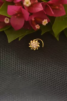 Designer Gold Plated cubic zirconia nose ring or nose pin
