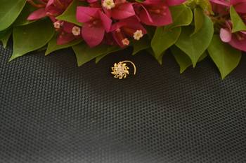 Designer Gold Plated cubic zirconia nose ring or nose pin 3