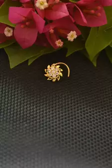 Designer Gold Plated cubic zirconia nose ring or nose pin