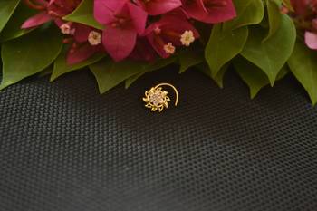 Designer Gold Plated cubic zirconia nose ring or nose pin 4