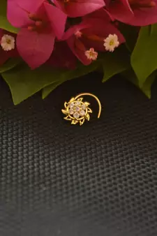 Designer Gold Plated cubic zirconia nose ring or nose pin