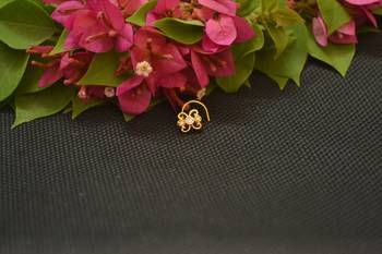 Designer Gold Plated cubic zirconia nose ring or nose pin 1