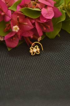 Designer Gold Plated cubic zirconia nose ring or nose pin
