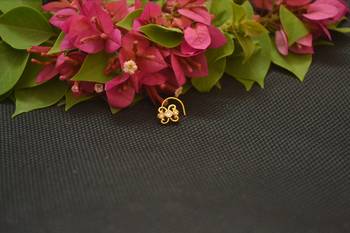 Designer Gold Plated cubic zirconia nose ring or nose pin 2