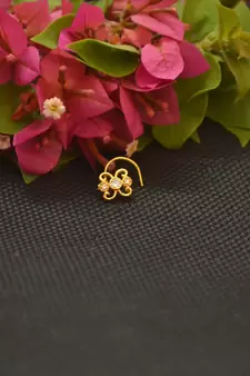 Designer Gold Plated cubic zirconia nose ring or nose pin