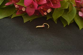 Designer Gold Plated cubic zirconia nose ring or nose pin 1