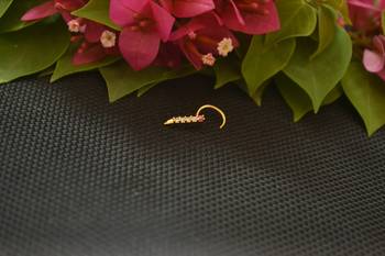 Designer Gold Plated cubic zirconia nose ring or nose pin 2