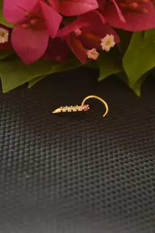 Designer Gold Plated cubic zirconia nose ring or nose pin