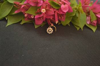 Designer Gold Plated cubic zirconia nose ring or nose pin 1