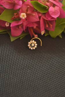 Designer Gold Plated cubic zirconia nose ring or nose pin