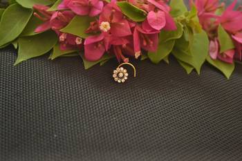 Designer Gold Plated cubic zirconia nose ring or nose pin 2