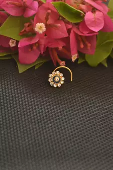 Designer Gold Plated cubic zirconia nose ring or nose pin