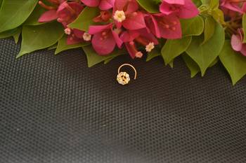 Designer Gold Plated cubic zirconia nose ring or nose pin 1