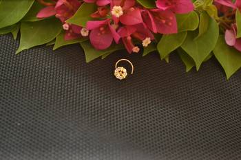 Designer Gold Plated cubic zirconia nose ring or nose pin 2