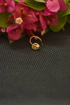 Designer Gold Plated cubic zirconia nose ring or nose pin