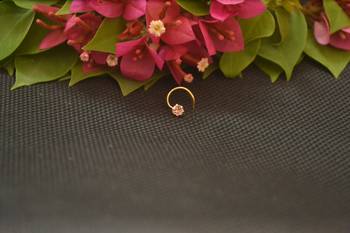 Designer Gold Plated cubic zirconia nose ring or nose pin 1