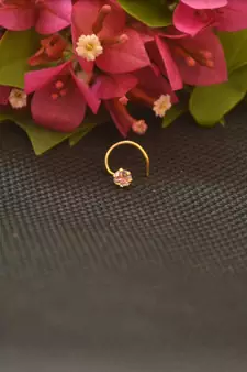 Designer Gold Plated cubic zirconia nose ring or nose pin