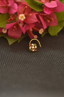 Designer Gold Plated cubic zirconia nose ring or nose pin