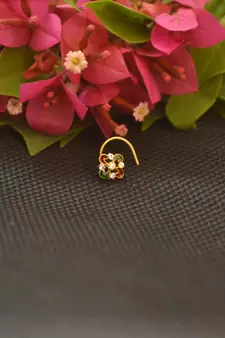 Designer Gold Plated cubic zirconia nose ring or nose pin