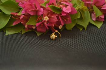 Designer Gold Plated cubic zirconia nose ring or nose pin 1