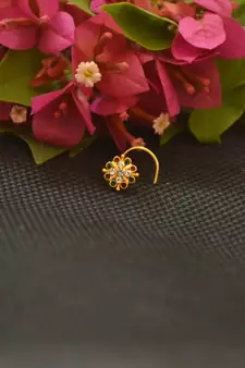 Designer Gold Plated cubic zirconia nose ring or nose pin