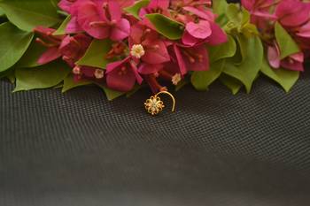 Designer Gold Plated cubic zirconia nose ring or nose pin 3