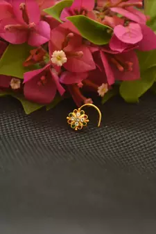 Designer Gold Plated cubic zirconia nose ring or nose pin