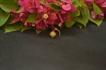 Designer Gold Plated cubic zirconia nose ring or nose pin 4