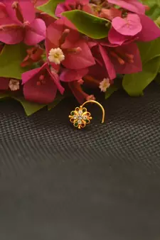 Designer Gold Plated cubic zirconia nose ring or nose pin
