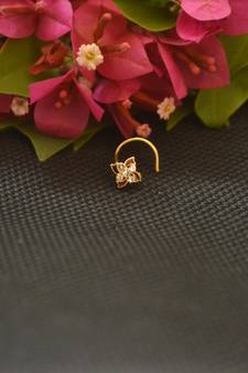 Designer Gold Plated cubic zirconia nose ring or nose pin