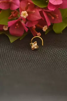 Designer Gold Plated cubic zirconia nose ring or nose pin