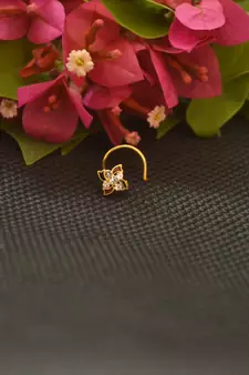 Designer Gold Plated cubic zirconia nose ring or nose pin