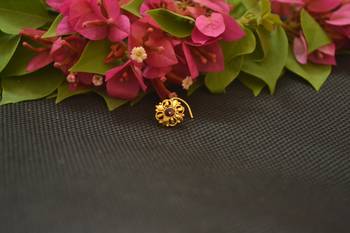 Designer Gold Plated cubic zirconia nose ring or nose pin 1