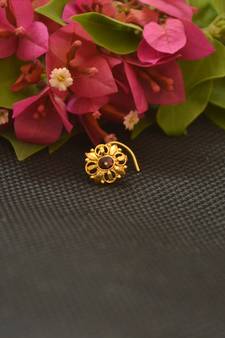 Designer Gold Plated cubic zirconia nose ring or nose pin