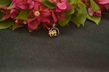 Designer Gold Plated cubic zirconia nose ring or nose pin 1