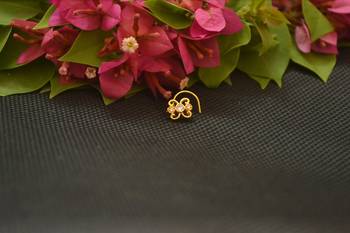 Designer Gold Plated cubic zirconia nose ring or nose pin 2