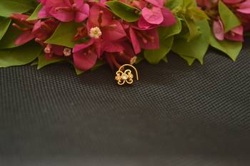 Designer Gold Plated cubic zirconia nose ring or nose pin 3