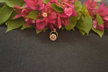 Designer Gold Plated cubic zirconia nose ring or nose pin 1