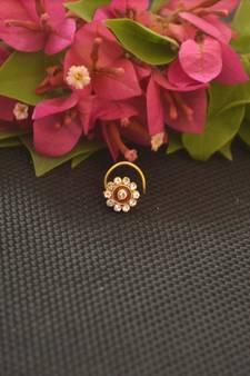 Designer Gold Plated cubic zirconia nose ring or nose pin